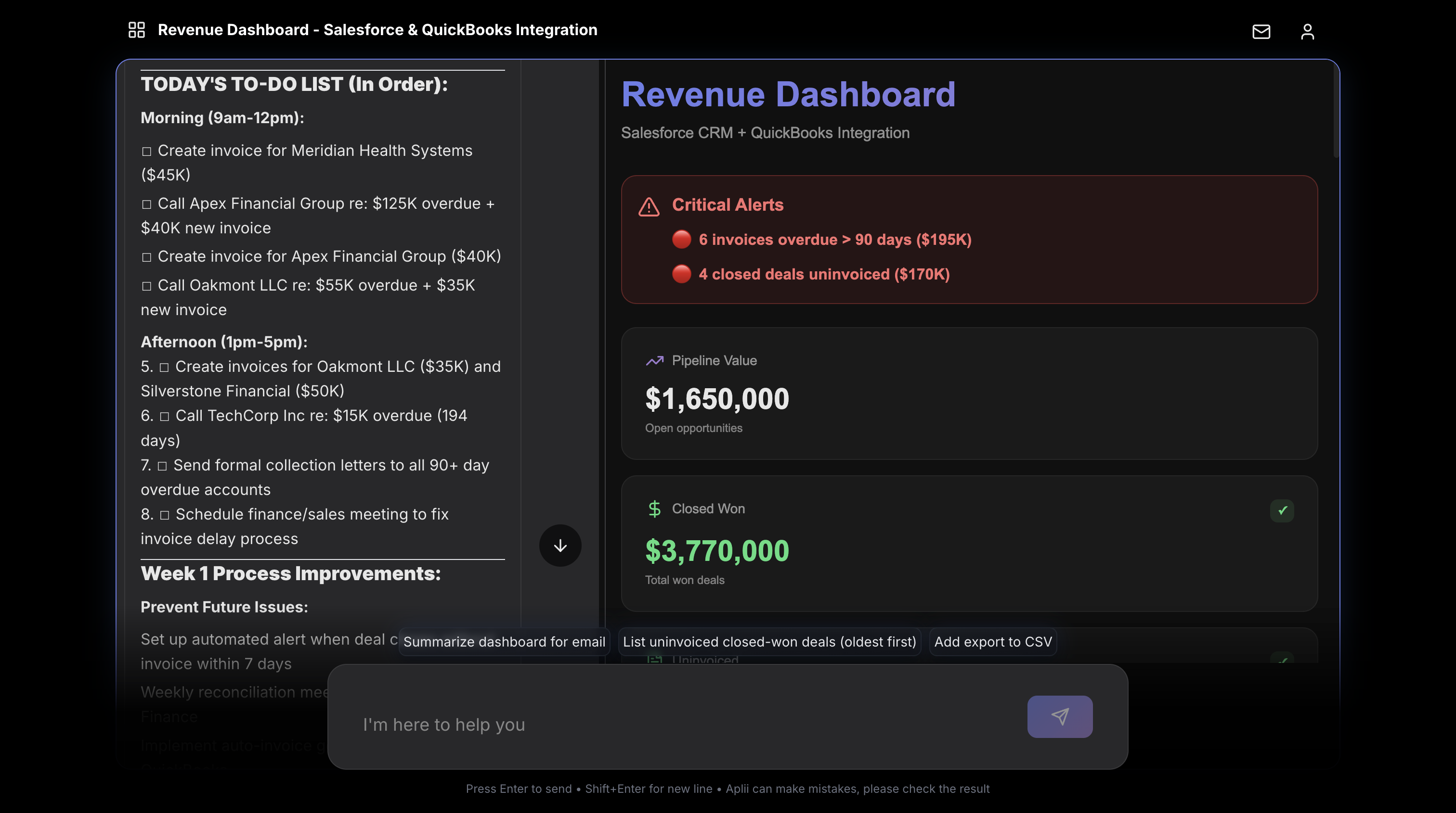 Aplii Dashboard Example
